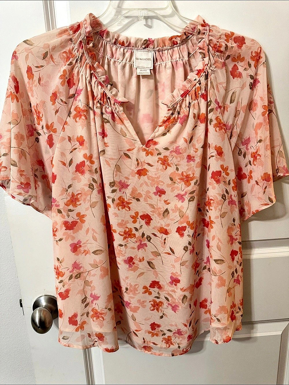 Zac & Rachel  Floral Blouse in Pink & Orange XL NWT